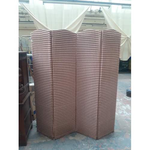 1119B - A VINTAGE DOUBLE SIDED FOUR FOLD OUT DRESSING SCREEN