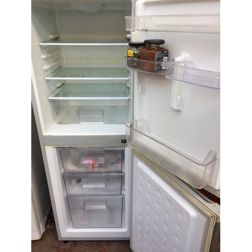 187 - A GREY STATESMAN UPRIGHT FRIDGE FREEZER (W/O)