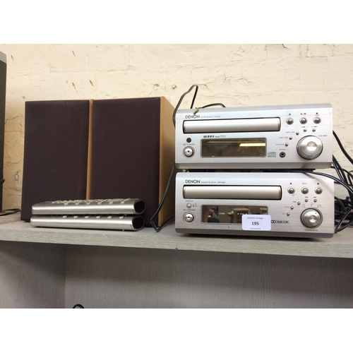 195 - A DENON HI FI SEPARATE SYSTEM COMPRISING OF CD RECEIVER, CASSETTE DECK, TWO MATCHING SPEAKERS AND RE... 