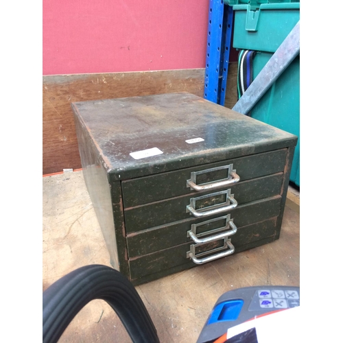 59 - A VINTAGE GREEN METAL FOUR DRAWER DESK FILING CABINET