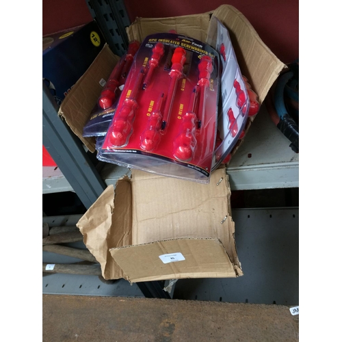 85 - A BOX CONTAINING NINE PACKS OF AMTECH 6 PIECE INSULATED SCREWDRIVER SETS