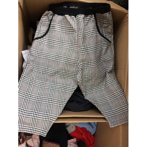 203 - TWO LARGE BOXES CONTAINING ASSORTED VINTAGE CLOTHING AND BAGS