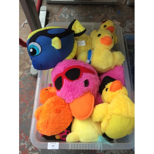 217 - TWO BOXES CONTAINING CHILDREN'S CUDDLY TOYS