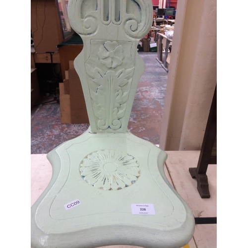 228 - A GREEN PAINTED WELSH CHAIR