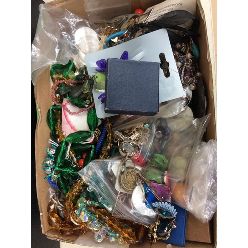 251 - TWO BOXES CONTAINING MIXED COSTUME JEWELLERY