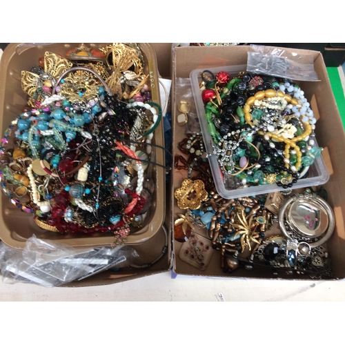 253 - THREE BOXES CONTAINING MIXED COSTUME JEWELLERY