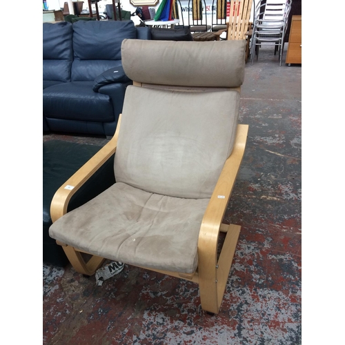 421 - A BENTWOOD ARMCHAIR