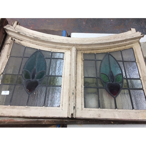 86 - TEN GOOD QUALITY EDWARDIAN LEADED AND STAINED GLASS WINDOWS WITH FRAMES