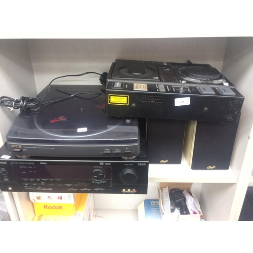 169 - FIVE ITEMS HIFI EQUIPMENT: SHERWOOD (Model RVD6095RDS) AMPLIFIER, AIWA (Model PXE855) RECORD TURNTAB... 