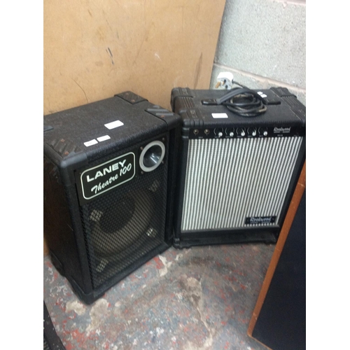 215 - TWO ITEMS: HOHNER ROCKWOOD GUITAR AMPLIFIER, LANEY THEATRE 100 SPEAKER (BOTH W/O)