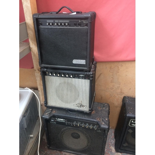 216 - THREE GUITAR AMPS - CRATE GX15, MARLIN, AND LANEY 30 REVERB (ALL W/O)