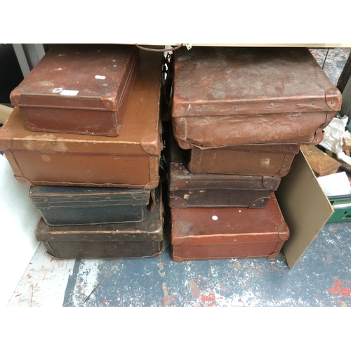 359 - EIGHT VARIOUS SIZED VINTAGE SUITCASES