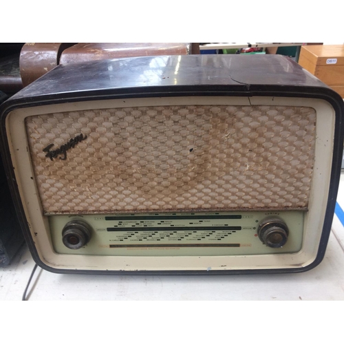 409 - SIX VINTAGE RADIOS TO INCLUDE: REGENTONE, ECHO, TWO MARCONI'S, FERGUSON, AND PAN