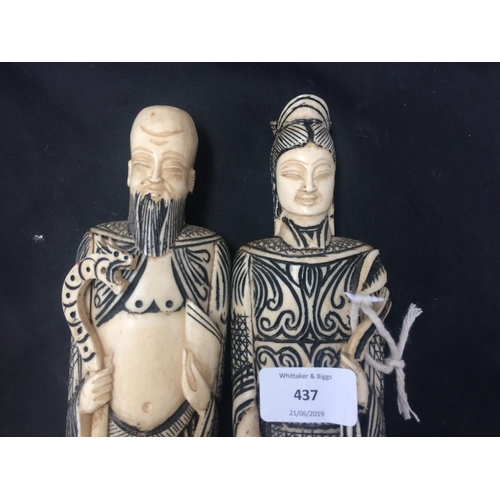 437 - TWO GOOD QUALITY ORIENTAL IVORINE FIGURES