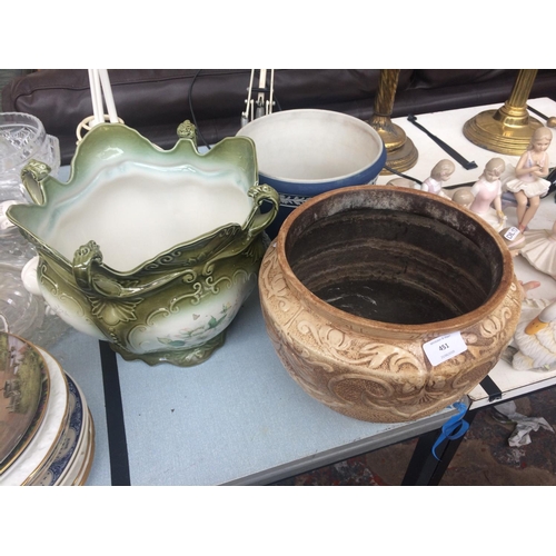 451 - THREE VINTAGE CERAMIC PLANTERS