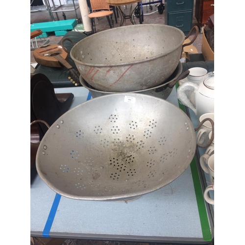 453 - THREE LARGE GALVANISED COULINDERS