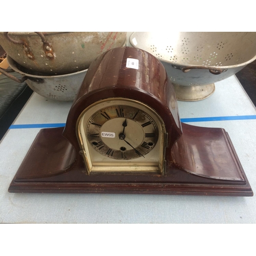 454 - MAHOGANY CASED NAPOLEON WESTMINSTER CHIME MANTLE CLOCK WITH KEY AND PENDULUM