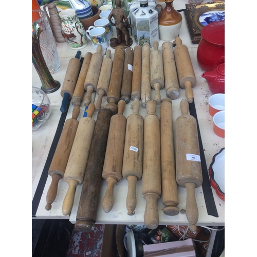 493 - 19 VARIOUS VINTAGE WOODEN ROLLING PINS