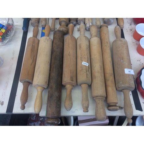 493 - 19 VARIOUS VINTAGE WOODEN ROLLING PINS