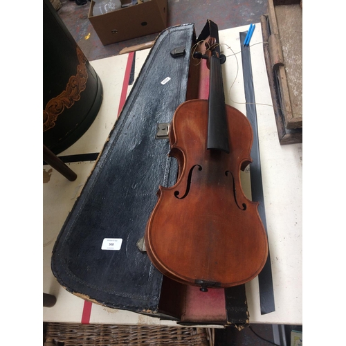 508 - EARLY 20th CENTURY VIOLIN IN ORIGINAL BLACK LEATHERETTE CASE (IN NEED OF ATTENTION)