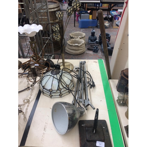 512 - FOUR ITEMS TO INCLUDE: ORIGINAL HERBERT TERRY ANGLE POISE TWO STEP LAMP BASE, VINTAGE STYLE CHROME L... 