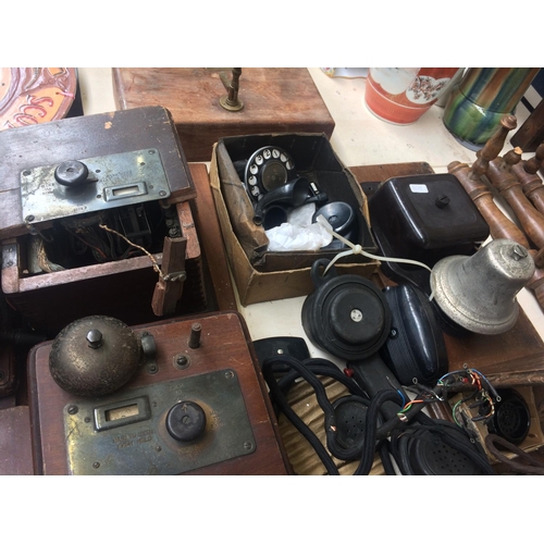 535 - LARGE COLLECTION OF VINTAGE TELEPHONE EQUIPMENT AND SPARES TO INCLUDE: CASES, BOXED DIALS, CABLES, B... 