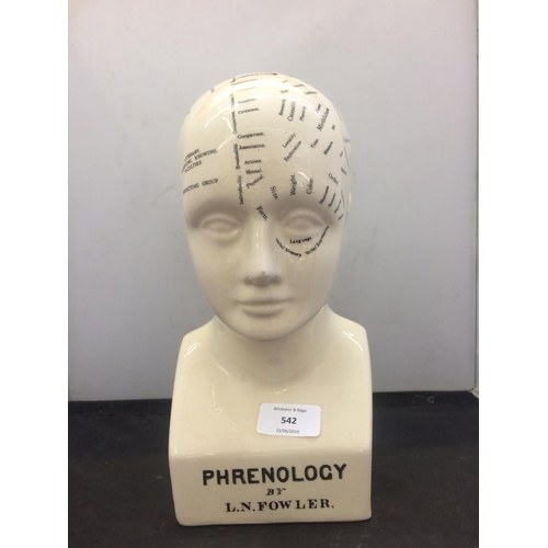 542 - VINTAGE STYLE CERAMIC PHRENOLOGY HEAD