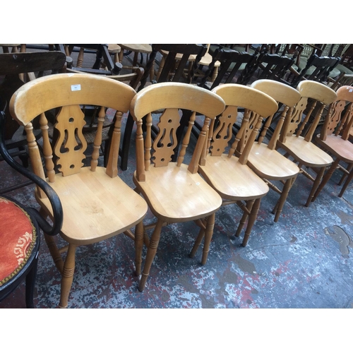 811 - A SET OF FIVE MODERN BEECH FARMHOUSE DINING CHAIRS