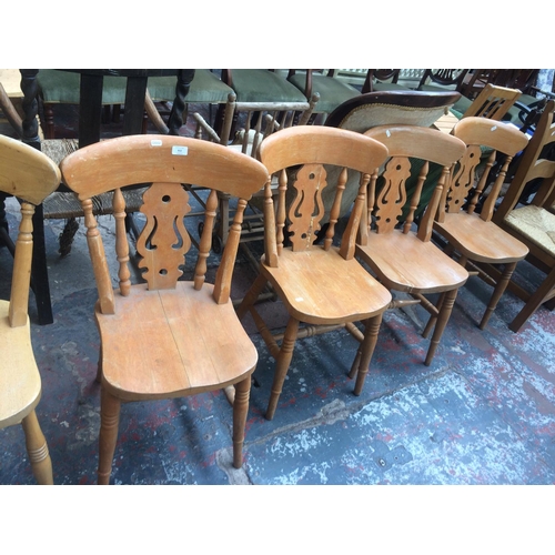 812 - A SET OF FOUR MODERN BEECH FARMHOUSE DINING CHAIRS