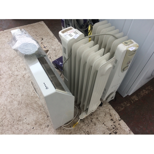 195 - TWO WHITE ELECTRIC RADIATORS, AND WHITE NEFF COOKER HOOD EXTRACTOR FAN WITH FITTINGS AND INSTRUCTION... 