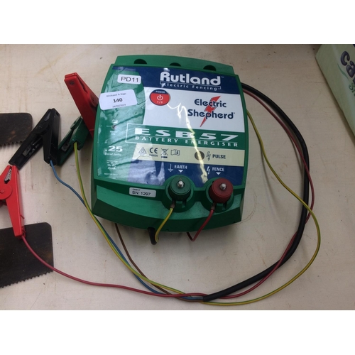 140 - A GREEN RUTLAND 12V ELECTRIC FENCE CONTROL BOX W/O