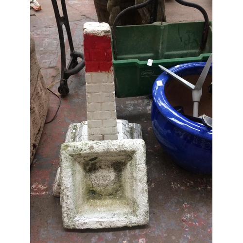 184 - A RECONSTITUTED STONE 4 PIECE PEDESTAL GARDEN BIRD BATH