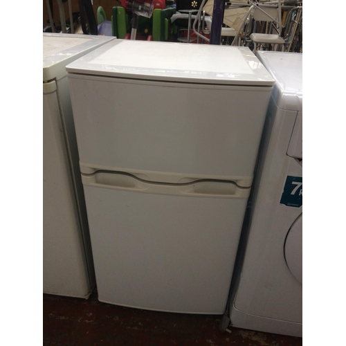 219 - AN ARGOS VALUE RANGE SMALL UPRIGHT FRIDGE FREEZER (W/O)