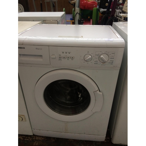 221 - A BEKO WM6110W 6 KILO SLIMLINE WASHING MACHINE W/O