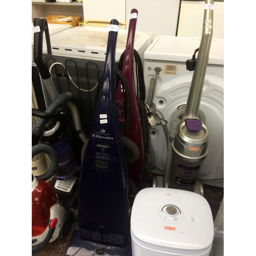 229 - TWO ELECTROLUX UPRIGHT VACUUM CLEANERS, ONE BLUE CONTOUR SUPREME AND ONE PURPLE CONTOUR BOTH (W/O)