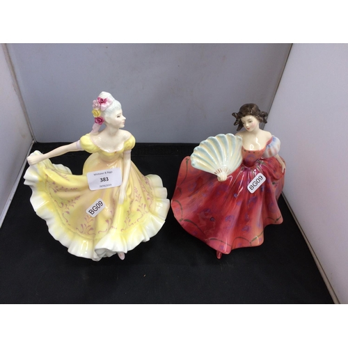 383 - TWO ROYAL DOULTON FIGURINES TO INCLUDE 'THE FIRST WALTZ' HN 2862 AND 'NINETTE' HN 2379