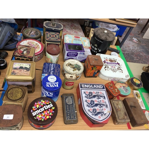 423 - APPROXIMATELY 30 VINTAGE COLLECTORS TINS