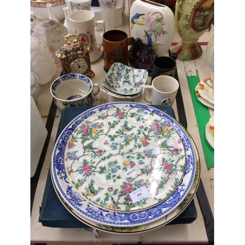 438 - A COLLECTION OF MIXED CERAMICS TO INCLUDE ROYAL TUDOR WARE, SPODE, ROYAL DOULTON CHARGER, MID WINTER... 