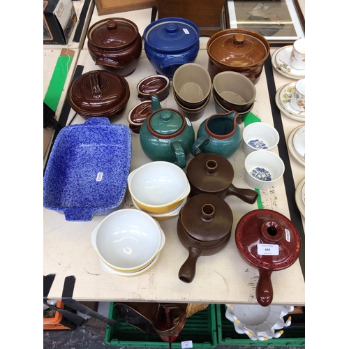 448 - A COLLECTION OF STONEWARE KITCHEN POTS