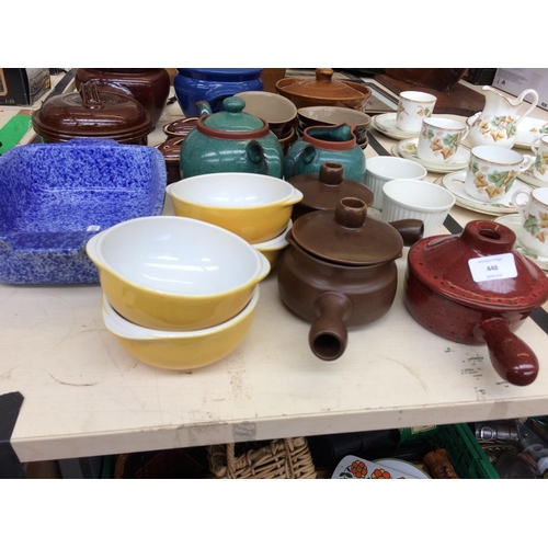 448 - A COLLECTION OF STONEWARE KITCHEN POTS