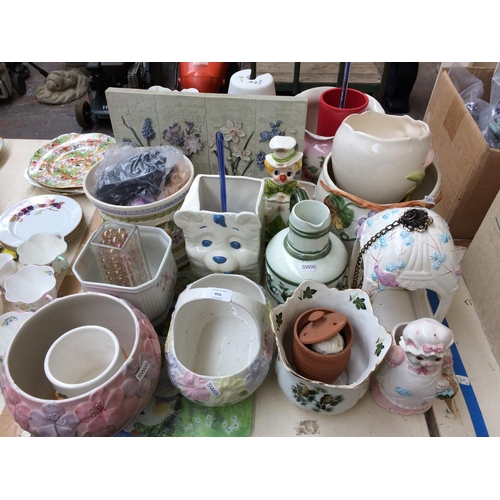 456 - A LARGE COLLECTION OF CERAMICS TO INCLUDE VASES, BONE CHINA JUGS, ORNAMENTS ETC