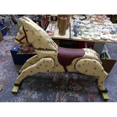 473 - A LARGE VICTORIAN FAIRGROUND WOODEN HORSE IN OVERALL GOOD CONDITION (MEASURING 56