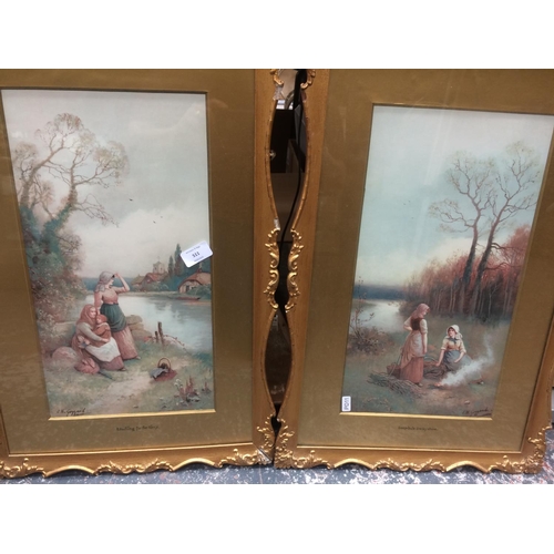 511 - TWO VICTORIAN ORNATE GILT FRAMED WATERCOLOURS TO INCLUDE WAITING FOR THE FERRY AND DEEPDALE DERBYSHI... 