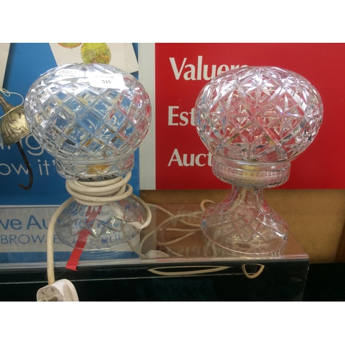 515 - PAIR OF GOOD QUALITY CUT GLASS MUSHROOM TABLE LAMPS