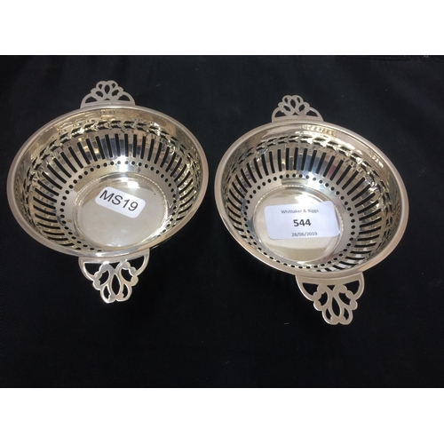 544 - TWO HALLMARKED BIRMINGHAM SILVER PIERCED BON BON DISHES