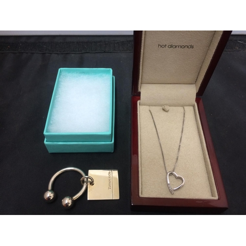 545 - TWO ITEMS TO INCLUDE A CASED 925 SILVER HEART SHAPED NECKLACE AND A CASED TIFFANY & CO. 925 SILVER K... 