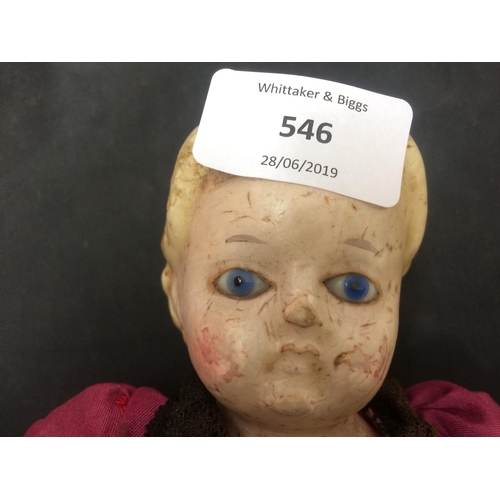 546 - AN ANTIQUE WAX DOLL