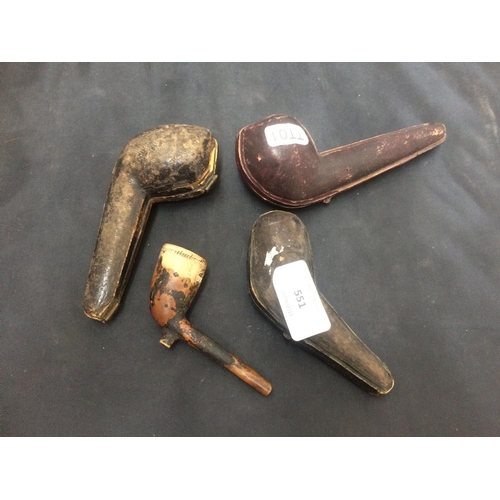 551 - FOUR ANTIQUE SMOKING PIPES