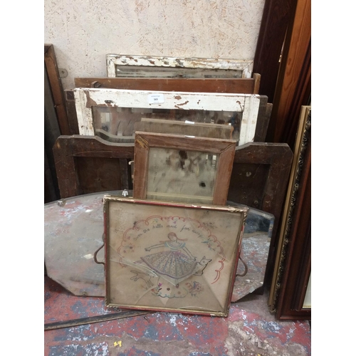 565 - A COLLECTION OF VINTAGE MIRRORS AND TWO TAPESTRIES