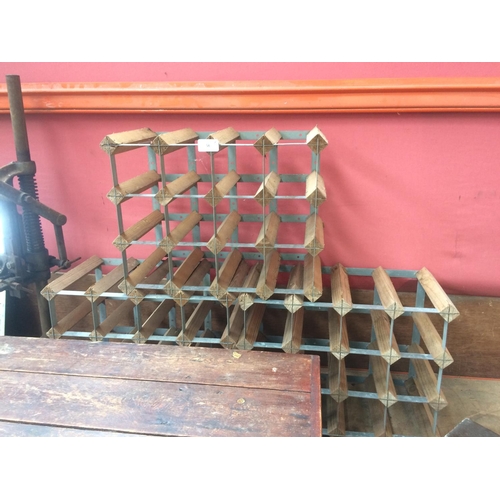 58 - THREE WOOD AND METAL WINE RACKS